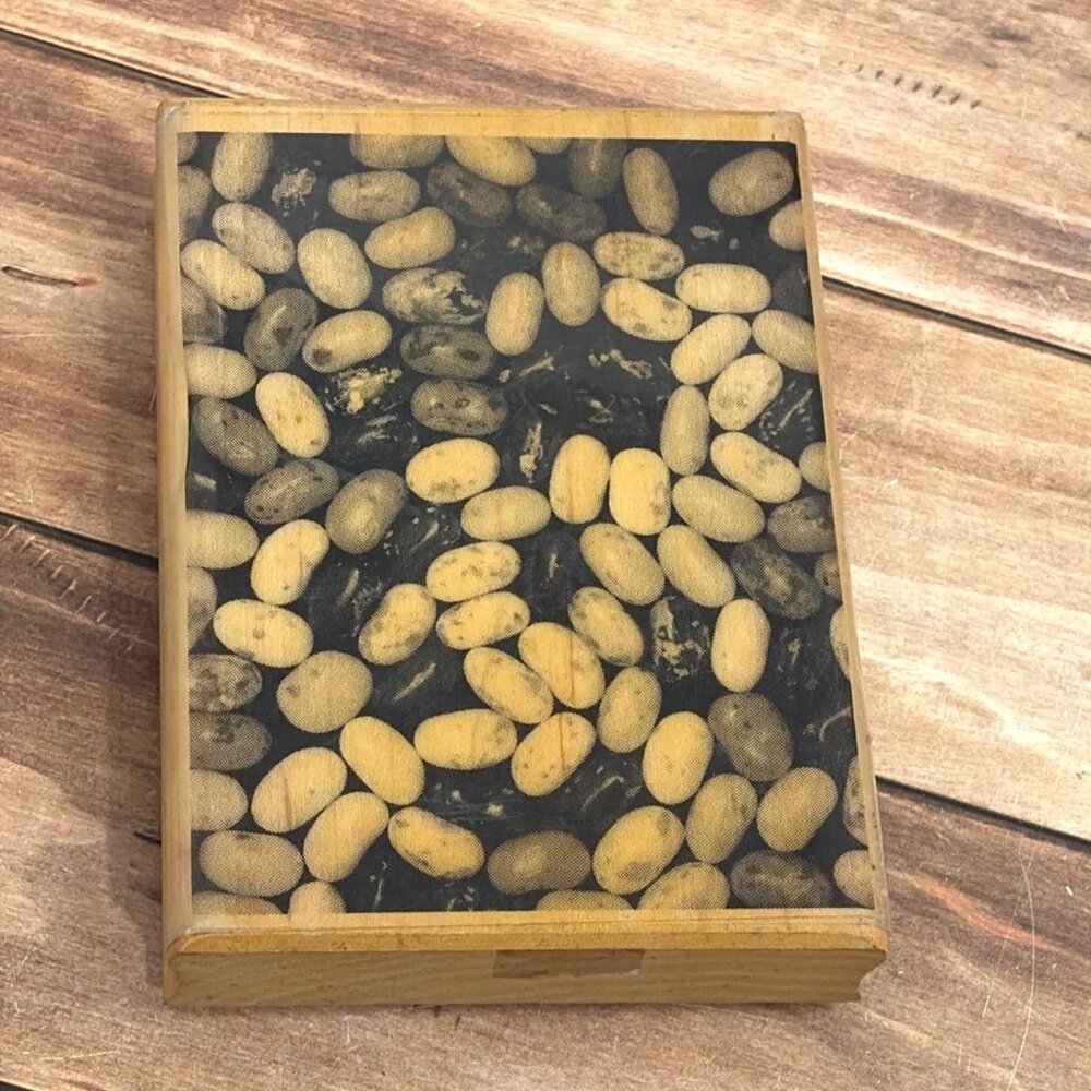 VINTAGE MOSTLY ANIMALS 1051-S9 PHOTO FINISH JELLY BEANS WOOD BLOCK RUBBER STAMP